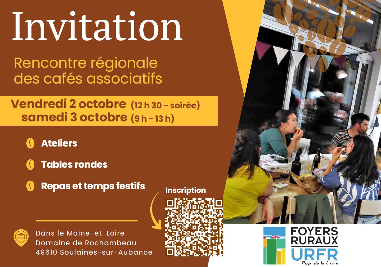 Invitation à la rencontre régionale des cafés associatifs des Pays de la Loire, les 2 et 3 octobre 2026